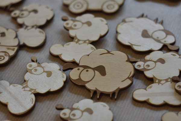 Wooden sheep magnet